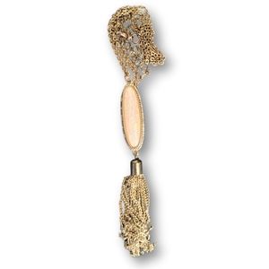 Vintage Gold Tone Pink Opalish Necklace Mezon Handbags